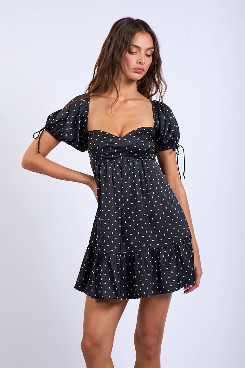 Polka dot puff sleeve mini dress for playful style Polka dot puff sleeve mini dress for playful style — Mini Dresses Outfit