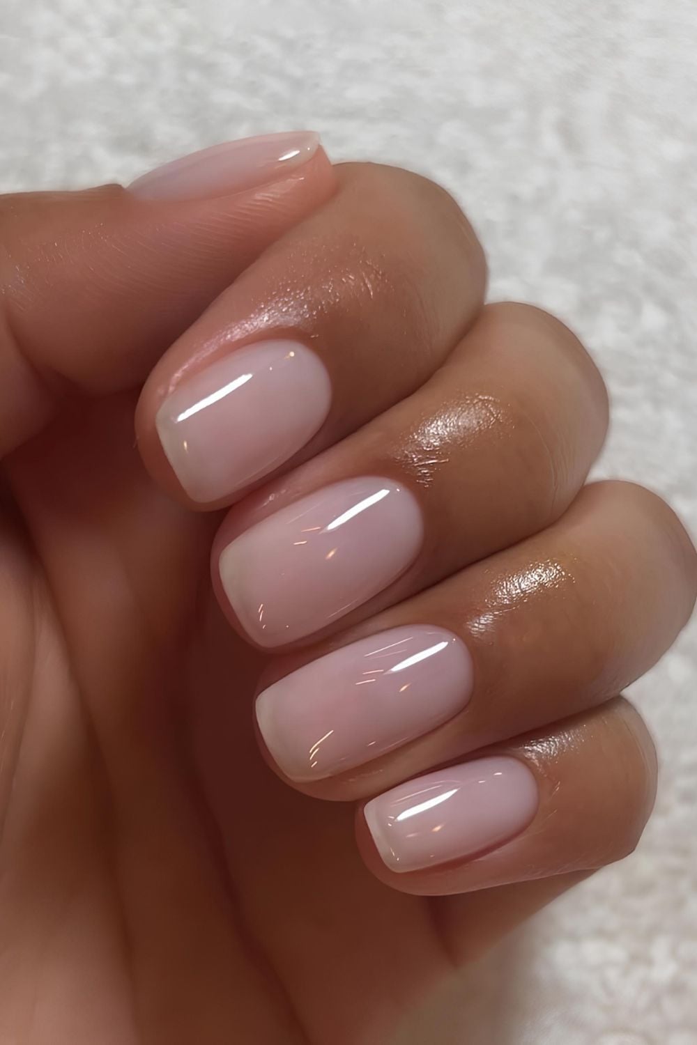 Sheer Milky Pink Short Natural Shape Nails Sheer Milky Pink Short Natural Shape Nails — Minimalist Nails