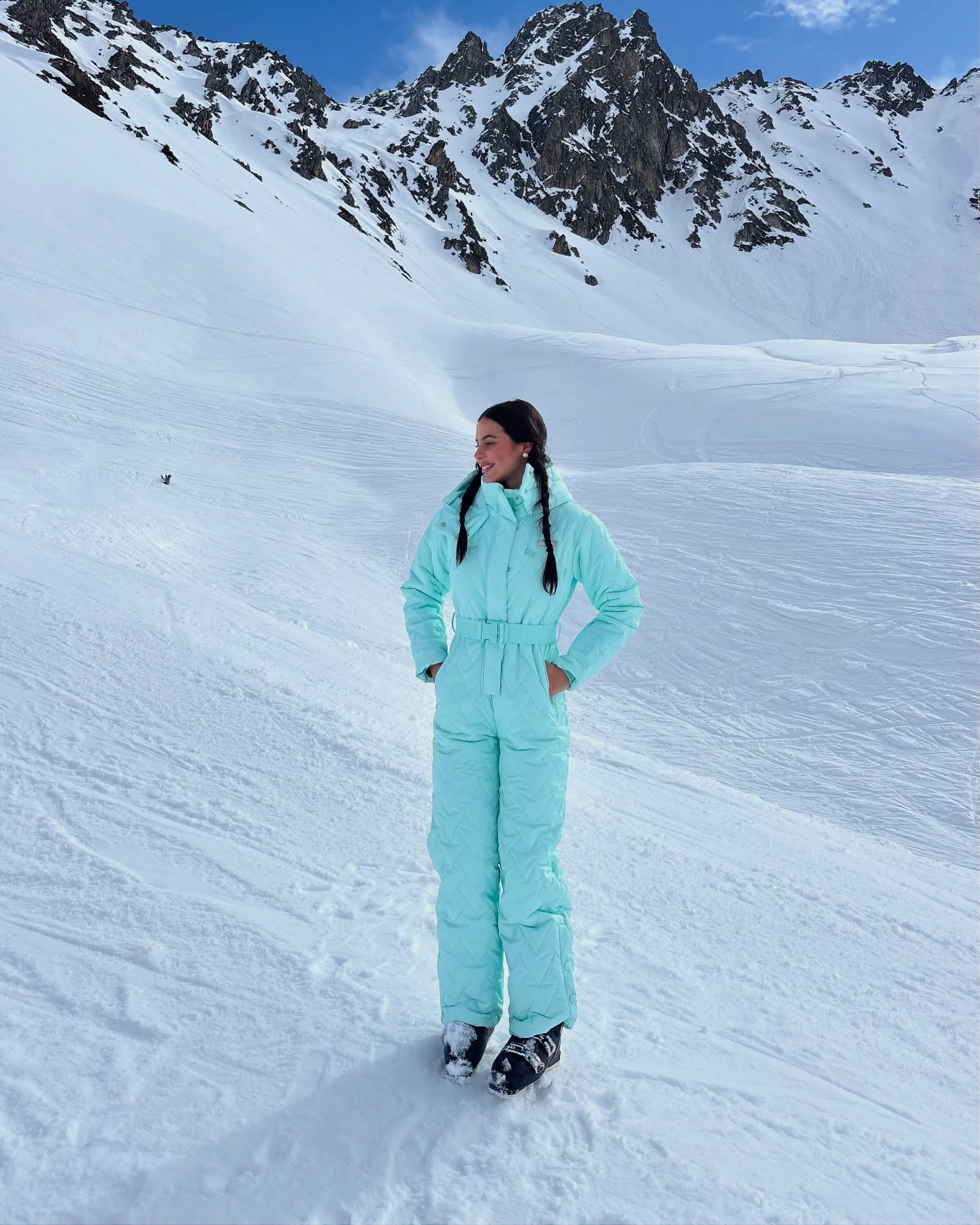 Mint Green Quilted Snowsuit Chic On The Slopes