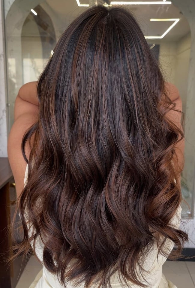 Chocolate Mocha Brown With Cinnamon Highlights Chocolate Mocha Brown With Cinnamon Highlights — Mocha Brown Hair