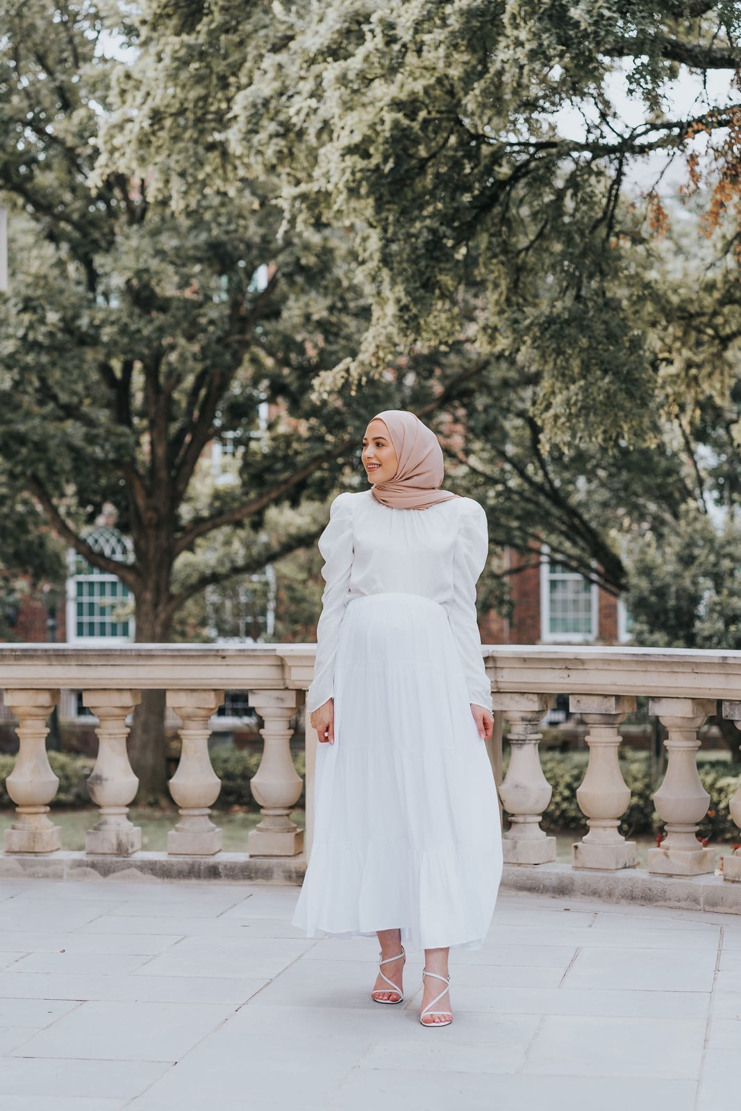 White Tiered Dress Puffed Sleeves White Tiered Dress Puffed Sleeves — Modest Outfits