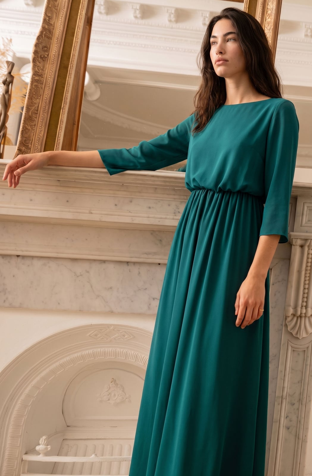 Teal Midi Dress Elasticated Waist Teal Midi Dress Elasticated Waist — Modest Outfits