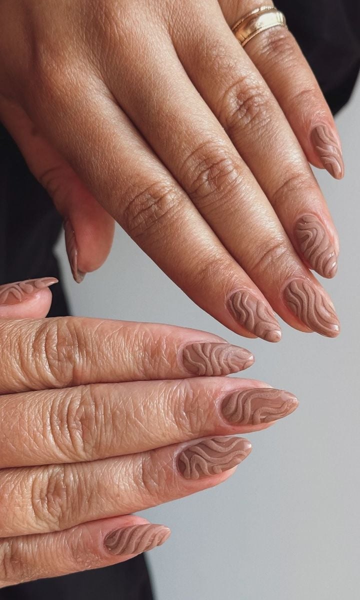 Textured Wavy Line Matte Almond Textured Wavy Line Matte Almond — Mom Nails