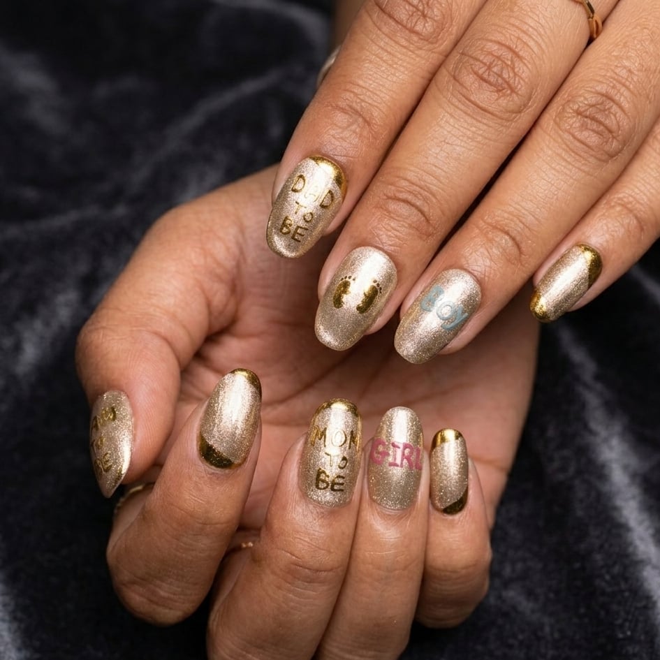 Oval Baby Shower Glitter French Oval Baby Shower Glitter French — Mom Nails