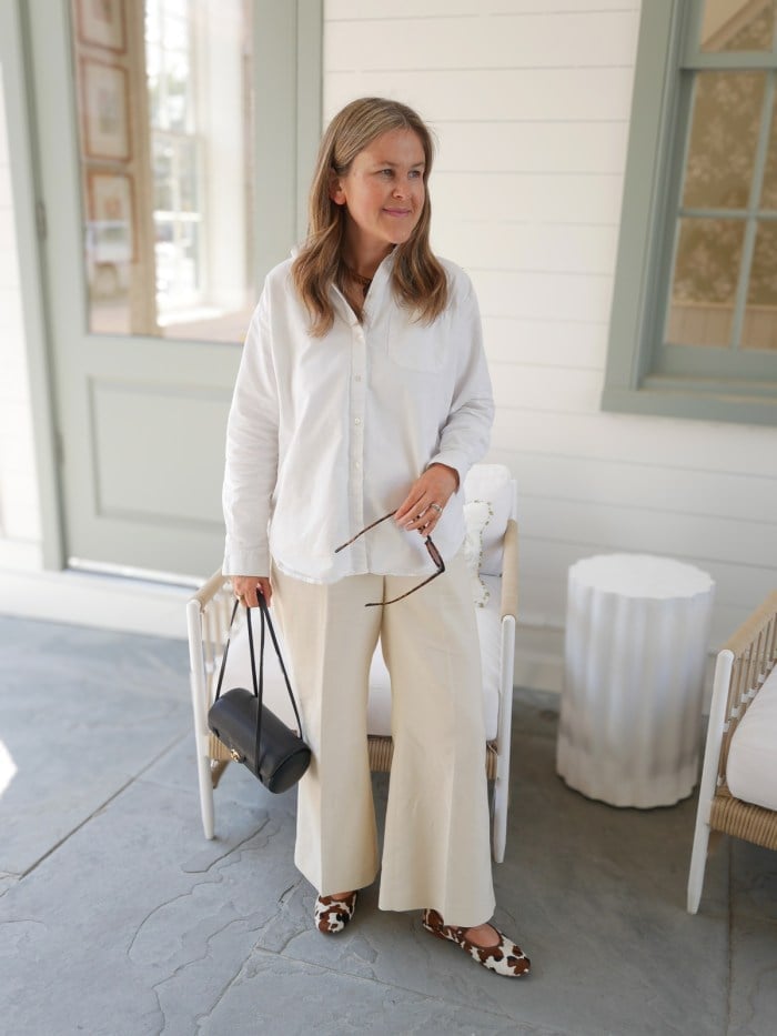 White Button Down With Cream Trousers White Button Down With Cream Trousers — Mom Outfits