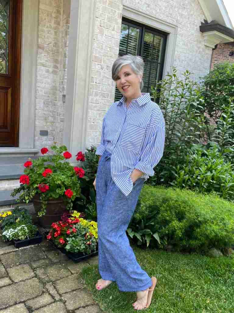 Striped Button Down With Linen Pants Striped Button Down With Linen Pants — Mom Outfits