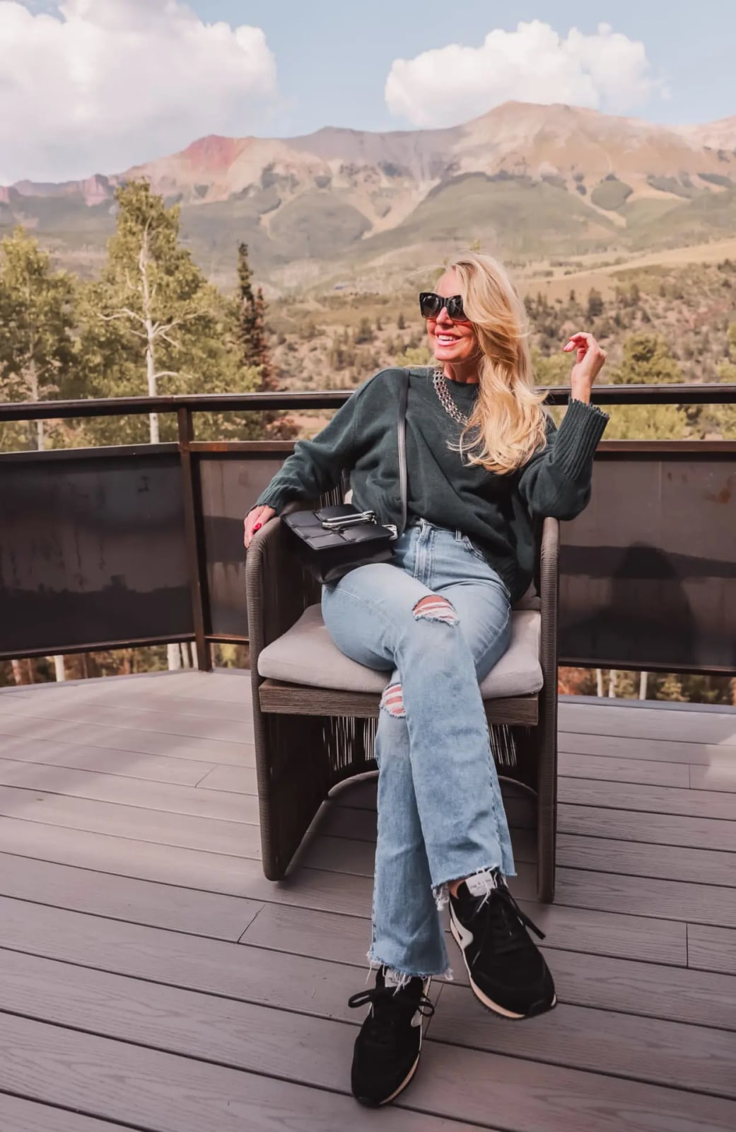 Green Sweater With Ripped Jeans Green Sweater With Ripped Jeans — Mom Outfits