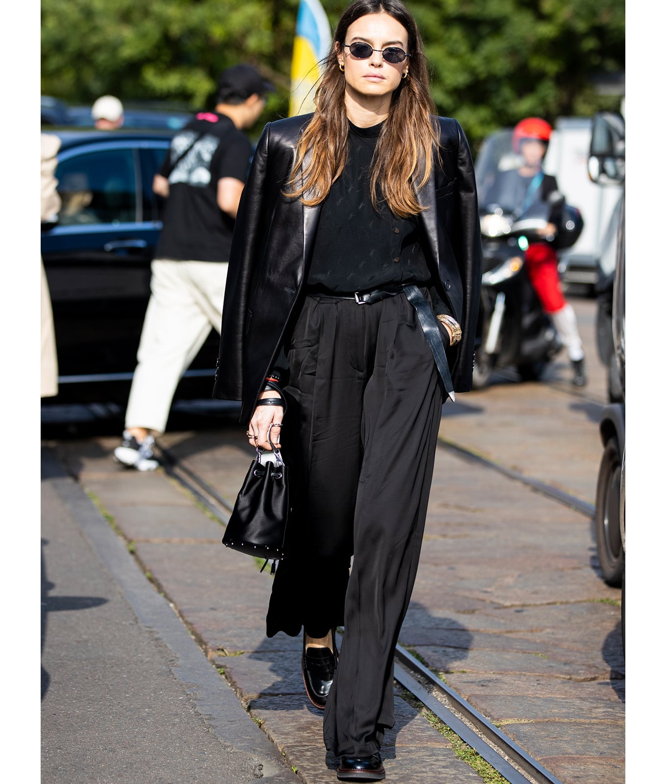 All black ensemble with leather blazer and loafers All black ensemble with leather blazer and loafers — Monochrome Outfits