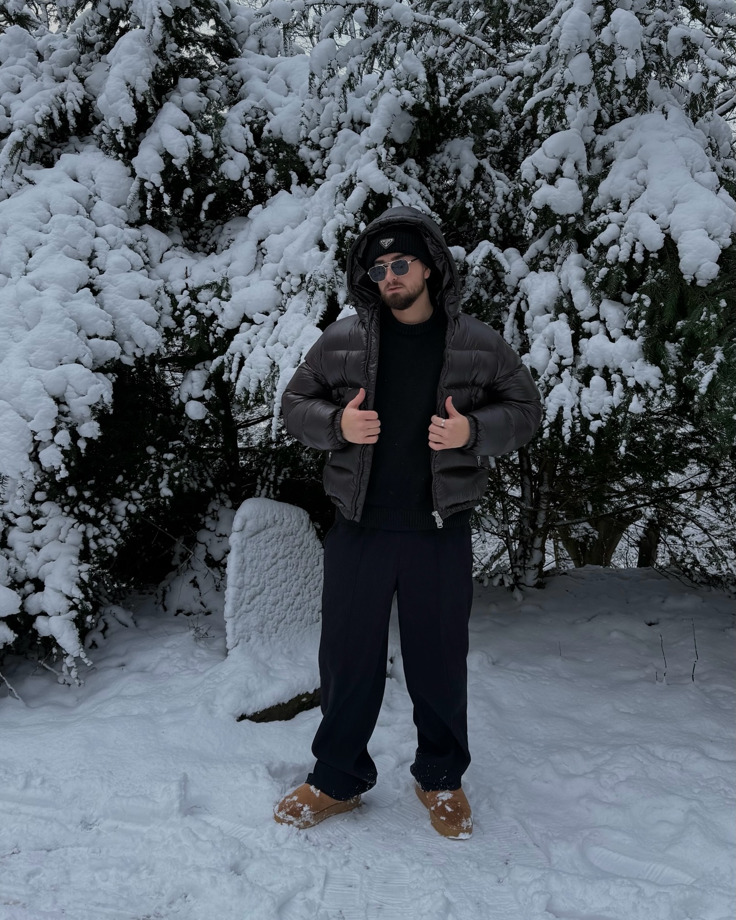 Monochrome Puffer & Trousers Winter Ready Look