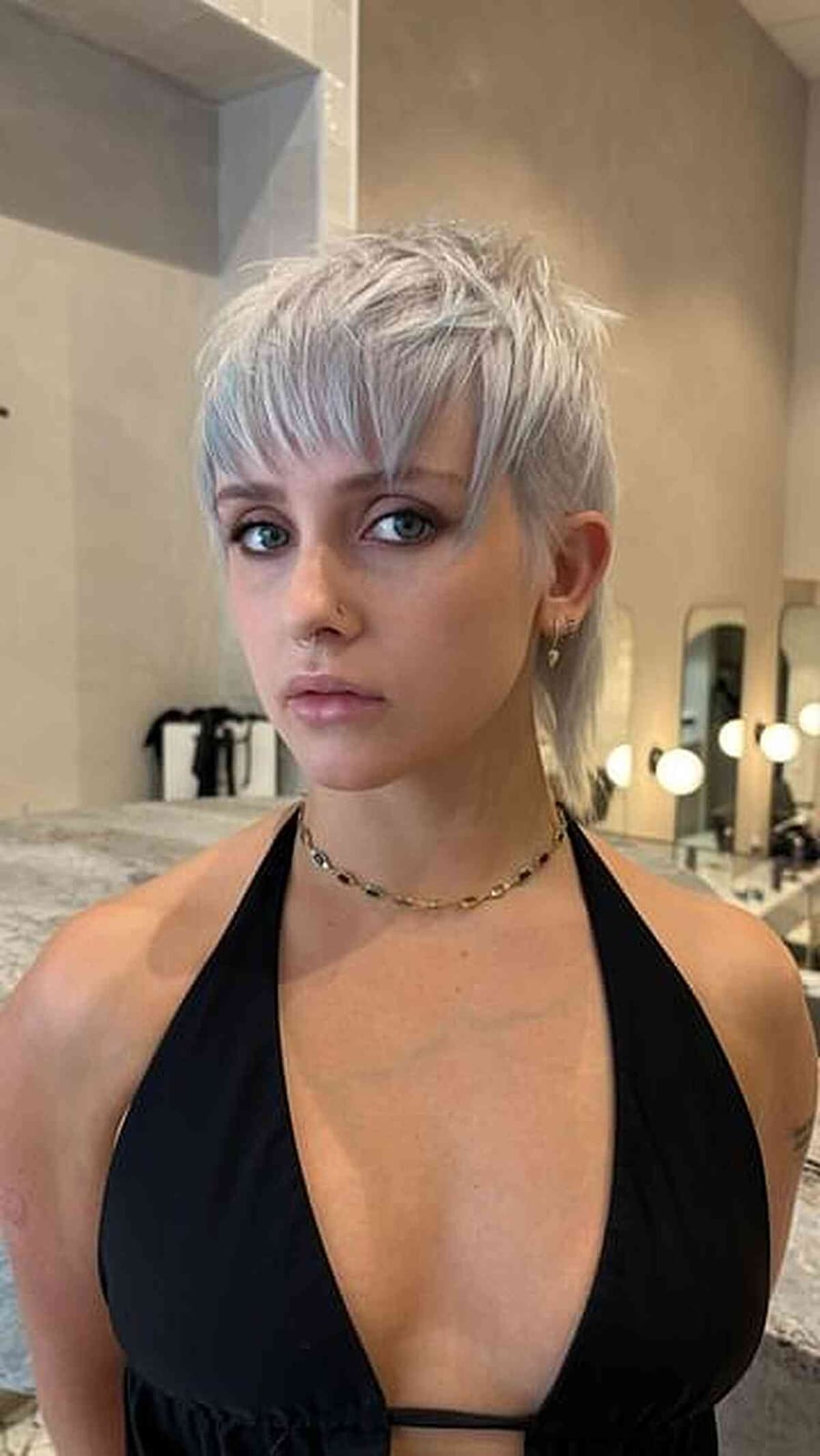 Ash Blonde Shag With Short Wispy Fringe Ash Blonde Shag With Short Wispy Fringe — Mullet Hairstyles