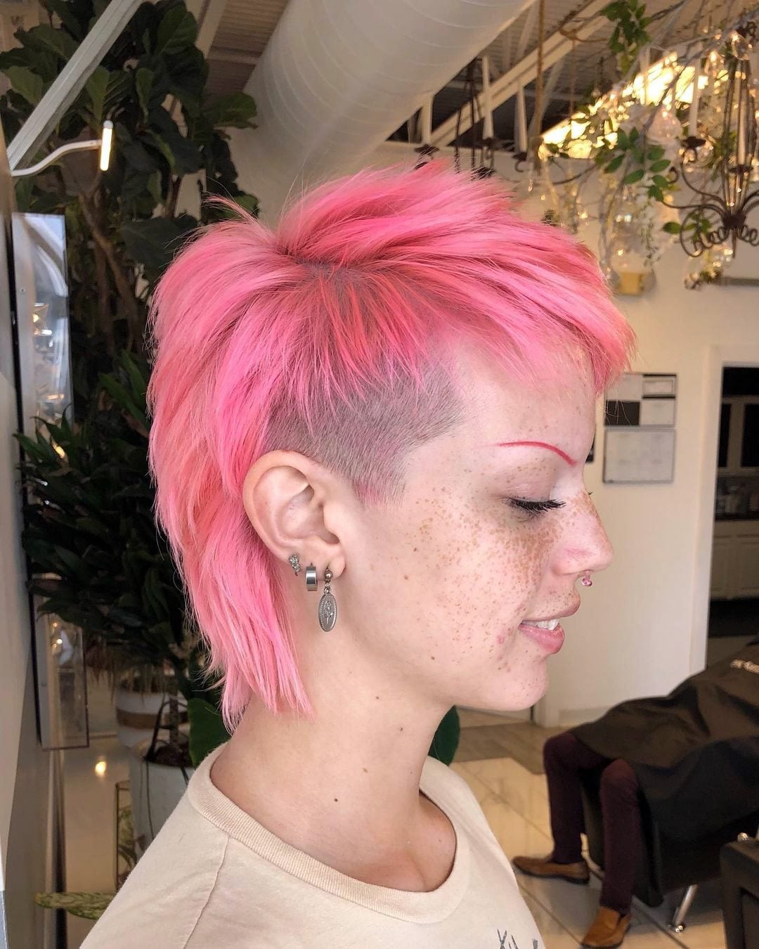 Vibrant Pink Chin Length Mullet Vibrant Pink Chin Length Mullet — Mullet Hairstyles