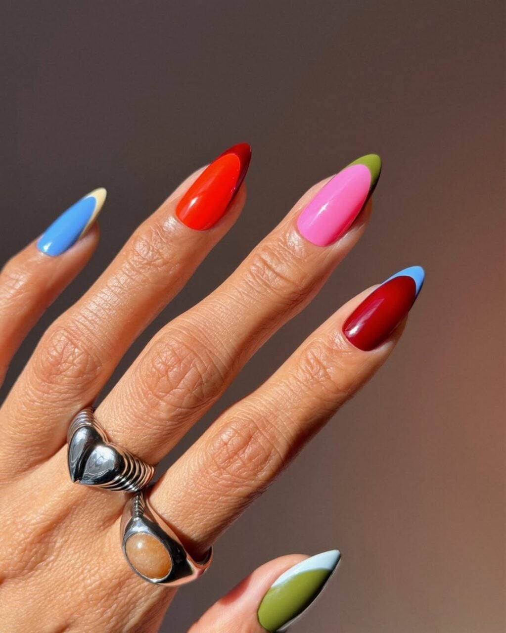 Color Block French Medium Almond Nails Color Block French Medium Almond Nails — Nail Art
