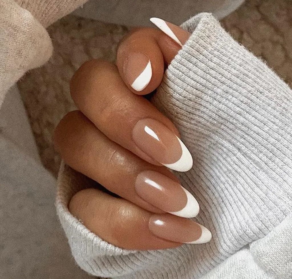 Short Almond Classic White French Tips Short Almond Classic White French Tips — Nail Shapes