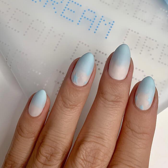 Short Oval Matte Blue White Gradient Nails Short Oval Matte Blue White Gradient Nails — Nail Shapes