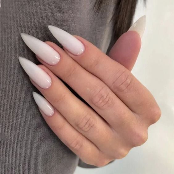 Long Stiletto Sheer Milky White Nails Long Stiletto Sheer Milky White Nails — Nail Shapes