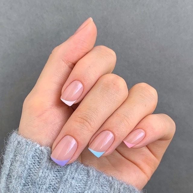 Medium Soft Square Pastel French Nails Medium Soft Square Pastel French Nails — Nail Shapes