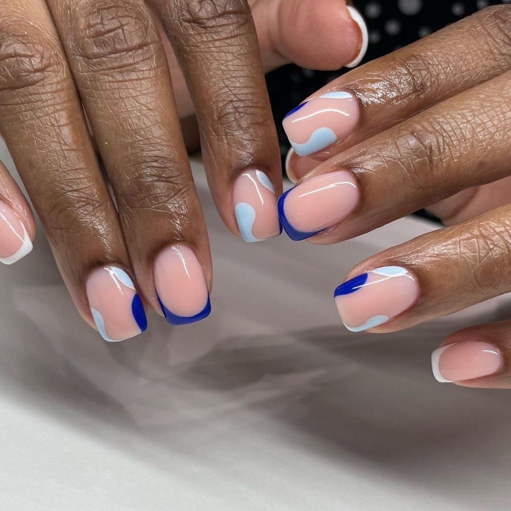 Short Square Abstract French Tip Nails Short Square Abstract French Tip Nails — Nail Shapes