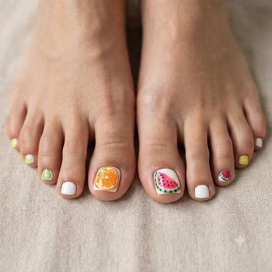 Fruit Slice Design Glossy Short Square Toenails Fruit Slice Design Glossy Short Square Toenails — Nails and Toes