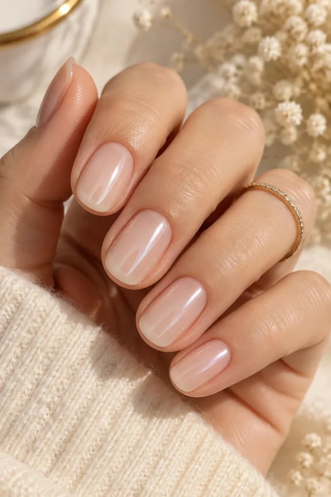 Glazed Donut Sheer Nude Medium Oval Nails Glazed Donut Sheer Nude Medium Oval Nails — Natural Nails
