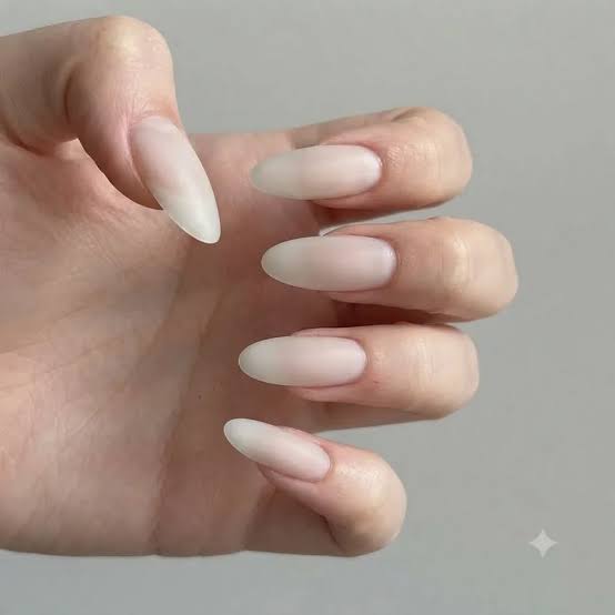 Matte Sheer Nude Short Almond Nails Matte Sheer Nude Short Almond Nails — Natural Nails