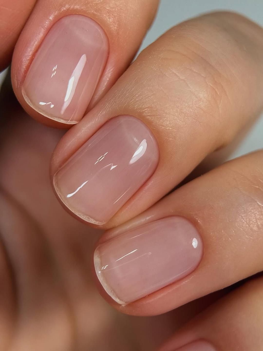 Natural Sheer Nude Pink Short Square Nails, Glossy Natural Sheer Nude Pink Short Square Nails, Glossy — Natural Nails