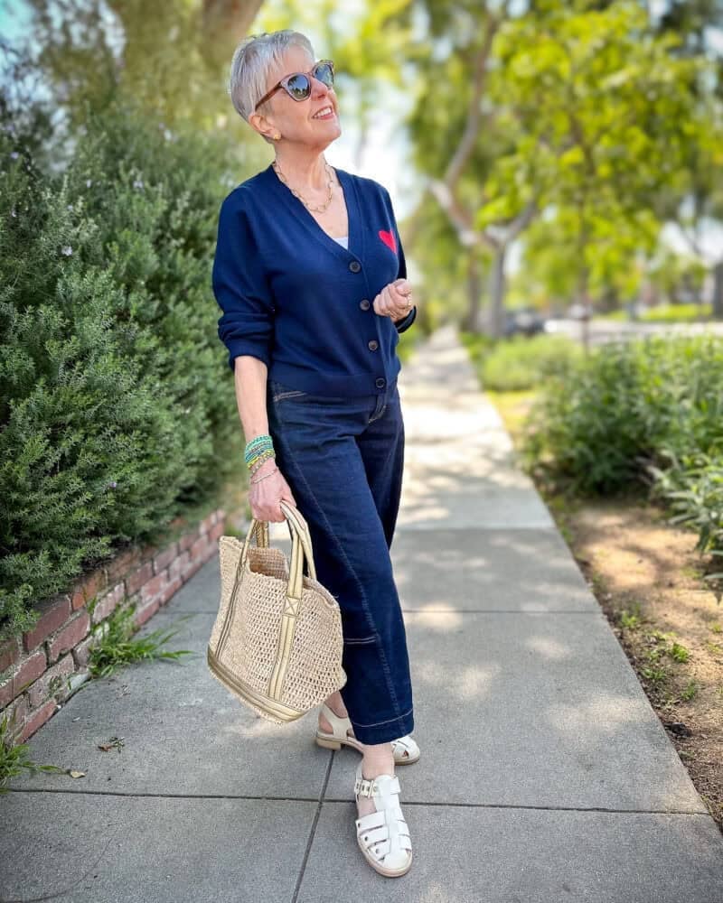 Navy Cardigan with Red Heart Detail Navy Cardigan with Red Heart Detail — Navy Blue Outfits