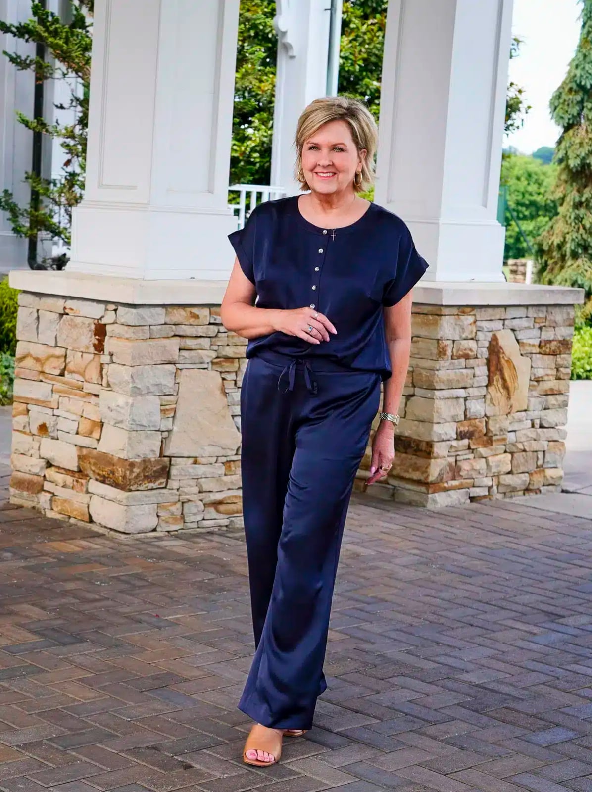 Navy Silk Shirt and Satin Trousers Navy Silk Shirt and Satin Trousers — Navy Blue Outfits