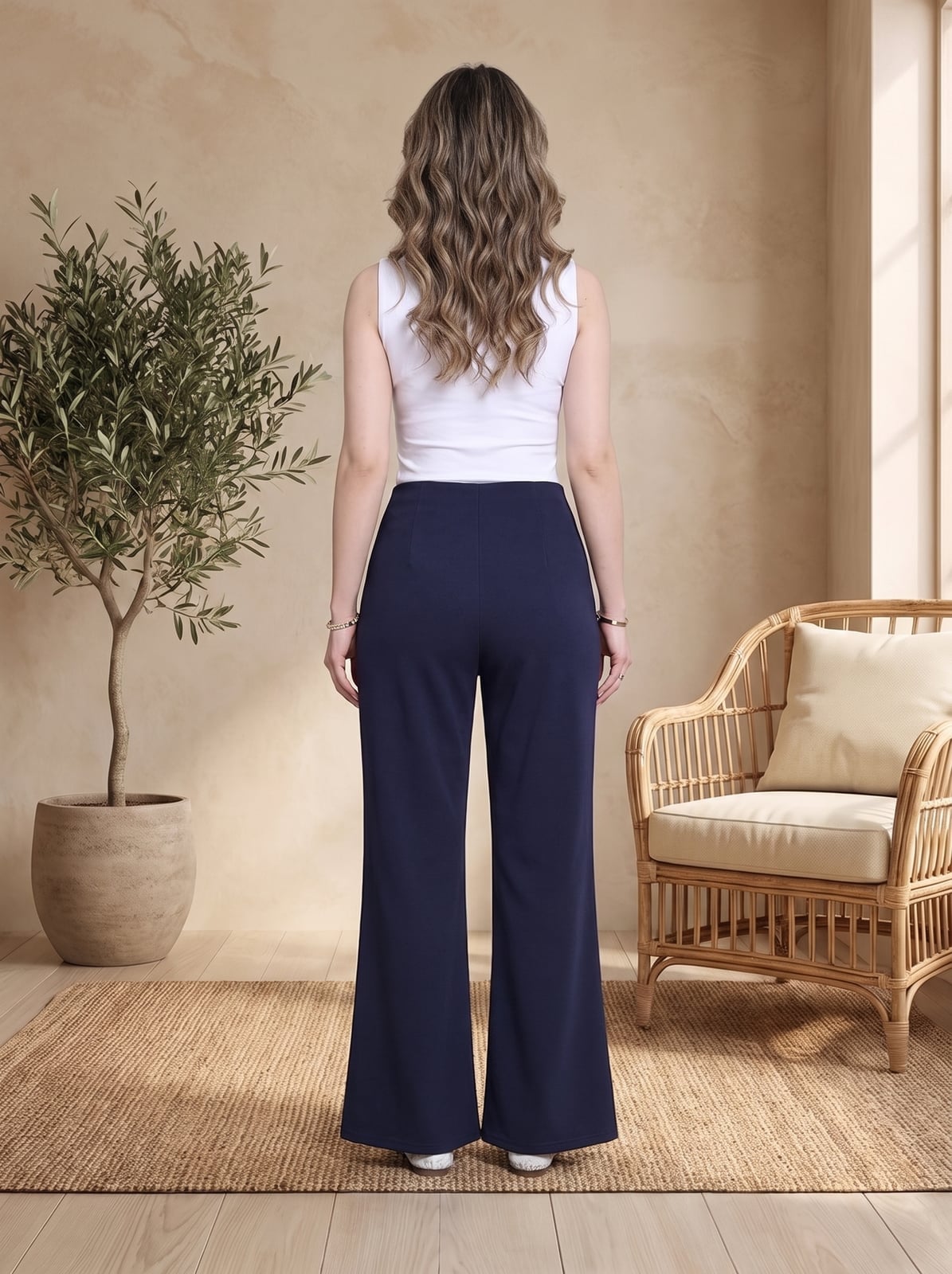 Casual Navy Trousers With White Tank And Sneakers Casual Navy Trousers With White Tank And Sneakers — Navy Pants Outfits