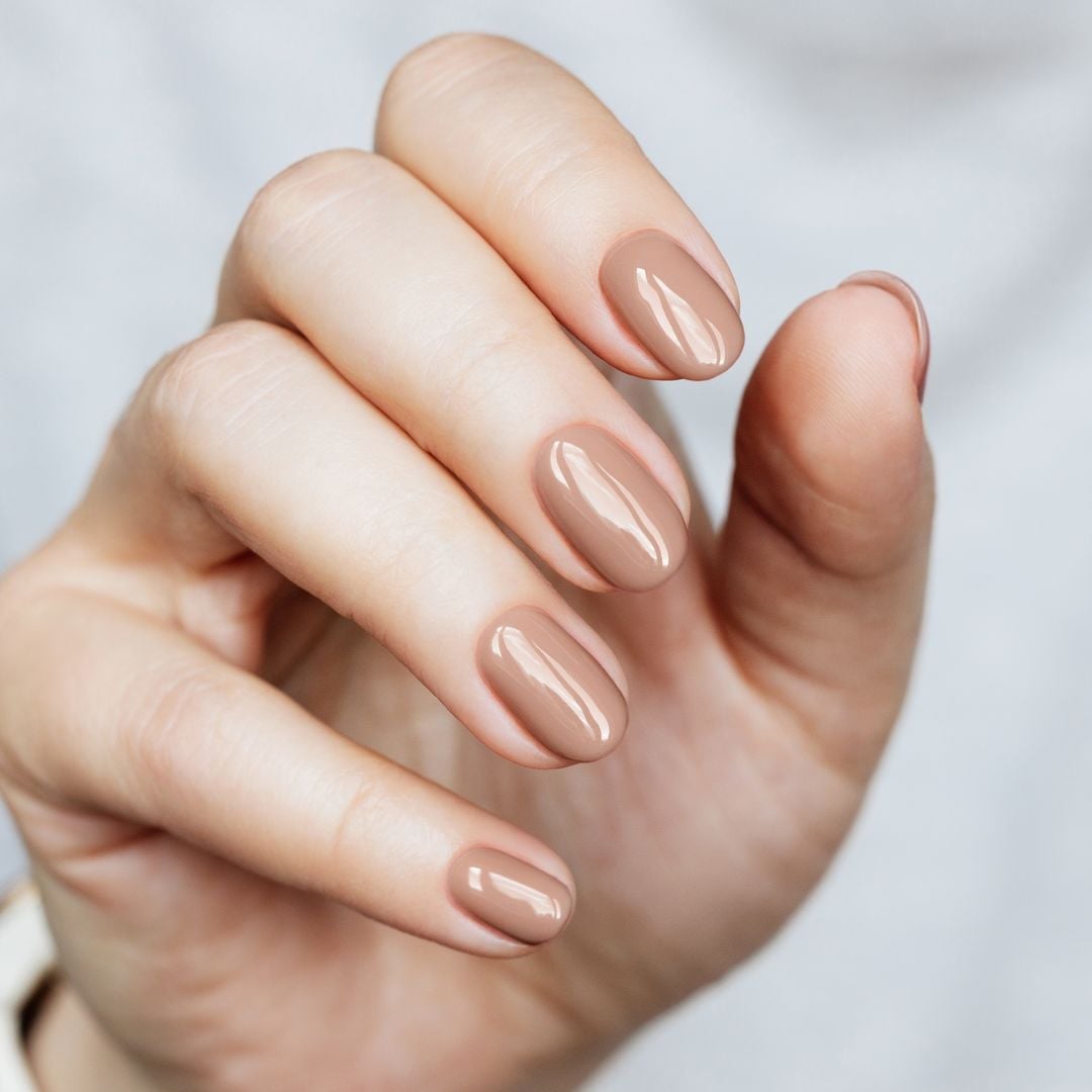 Medium Oval Opaque Beige-Brown Glossy Nails Medium Oval Opaque Beige-Brown Glossy Nails — Neutral Nails