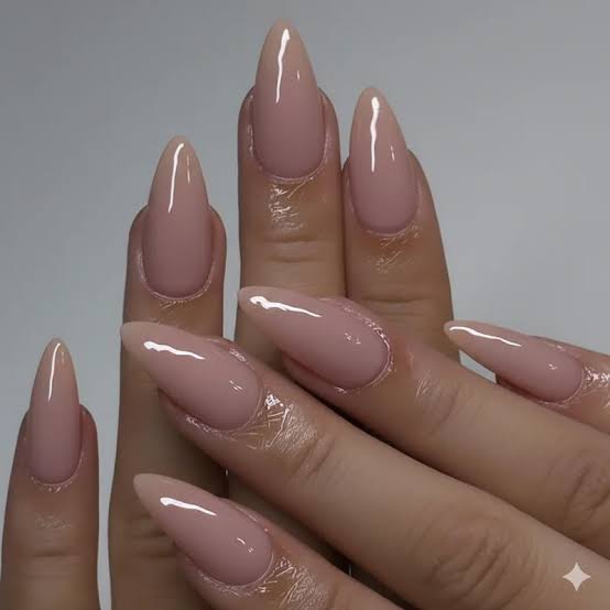 Medium Almond Solid Opaque Beige Glossy Nails Medium Almond Solid Opaque Beige Glossy Nails — Neutral Nails
