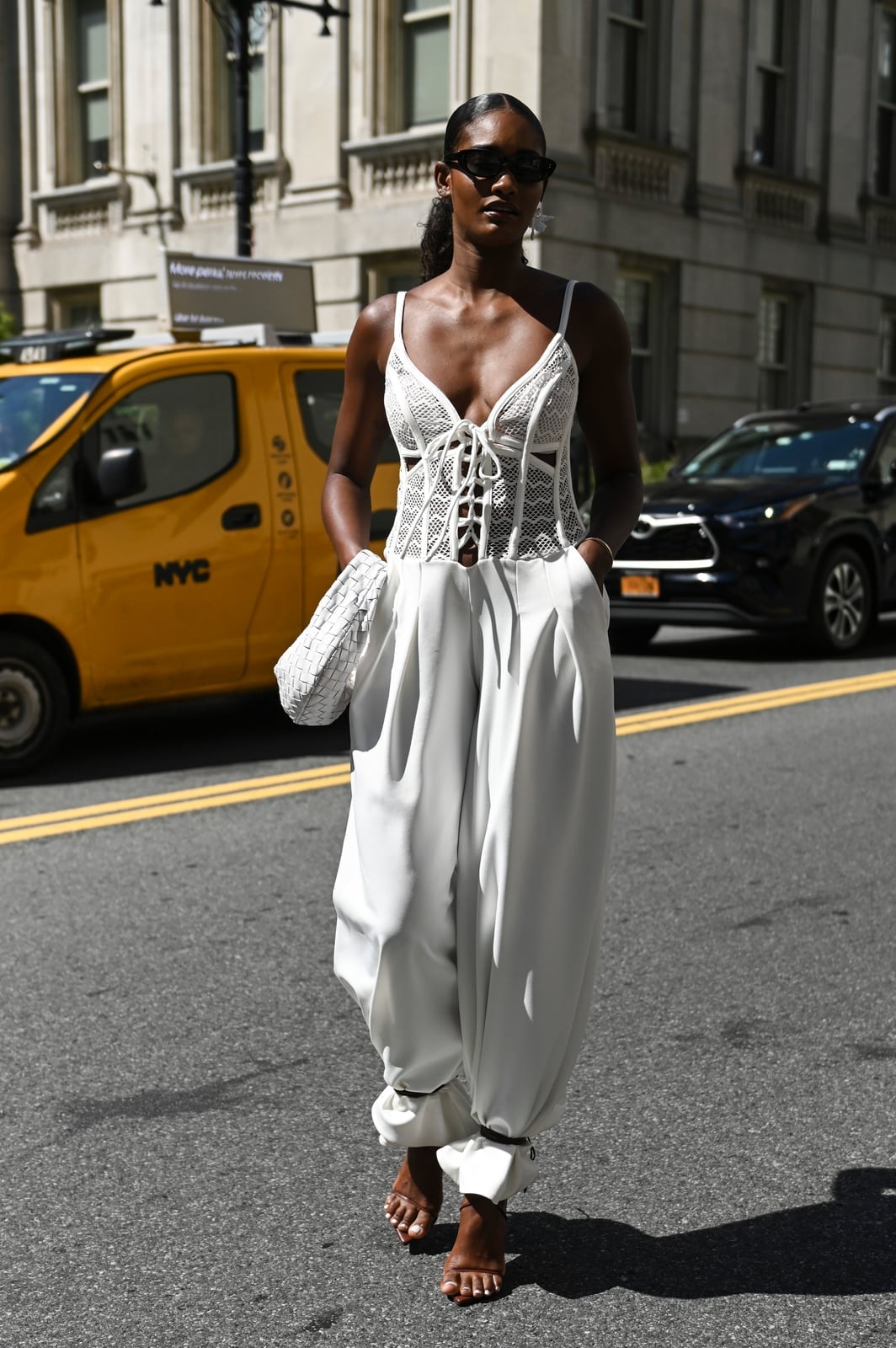Lace corset top with satin wide leg trousers Lace corset top with satin wide leg trousers — New York Style