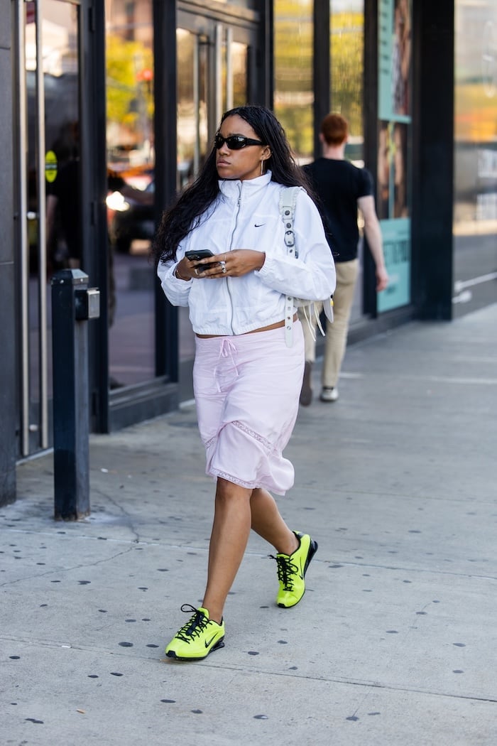 Zip-up jacket over lace trimmed skirt Zip-up jacket over lace trimmed skirt — New York Style