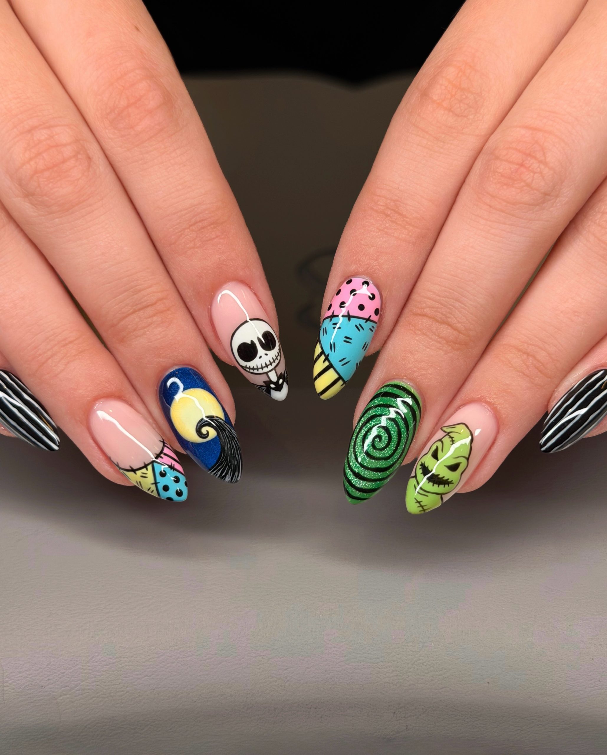 Nightmare Before Christmas Character French Tips