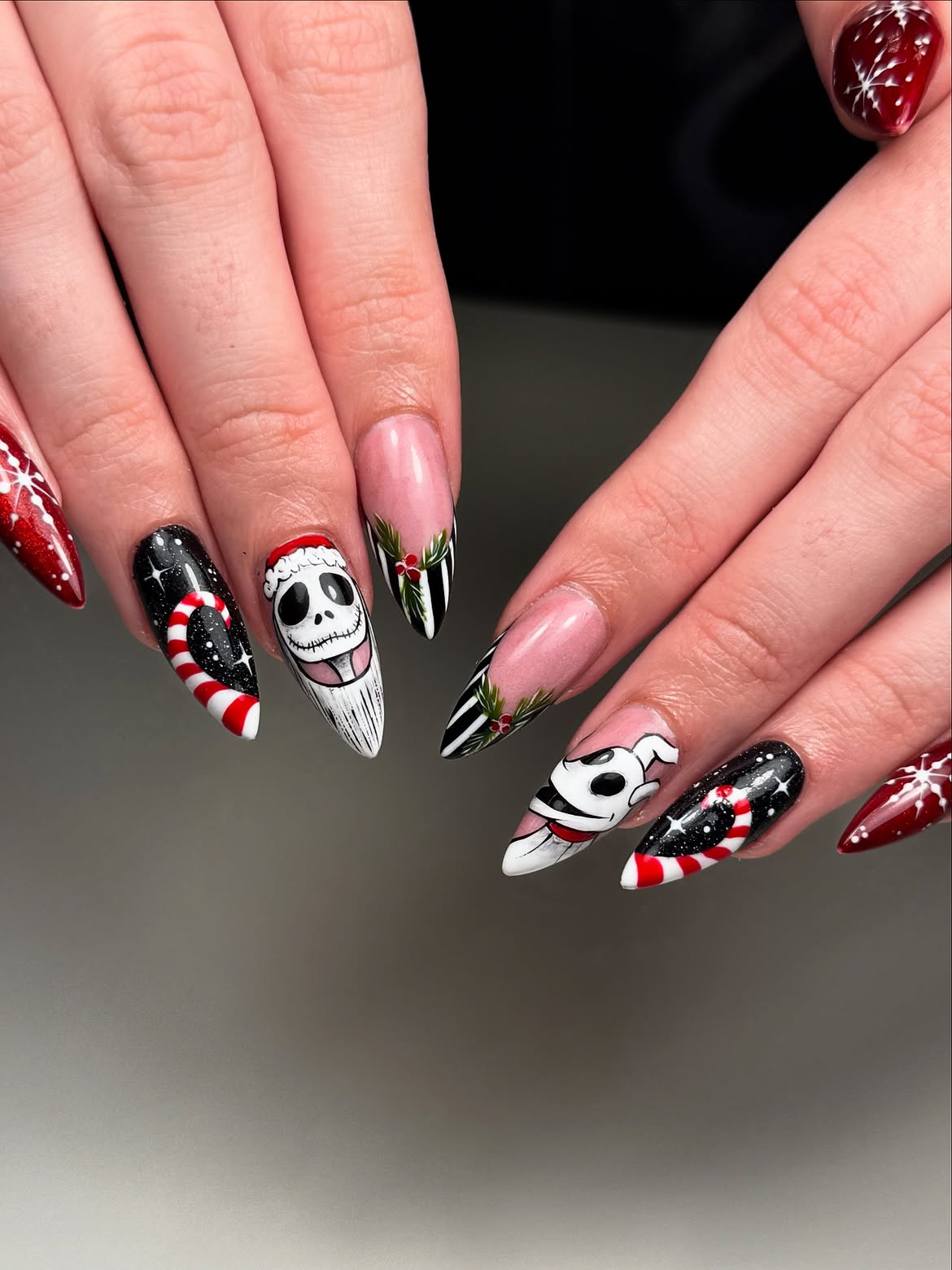 Nightmare Before Christmas Character Stiletto Nails