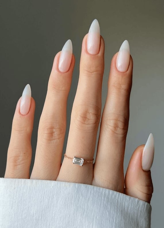 Sheer Pale Pink Short Almond Nails Sheer Pale Pink Short Almond Nails — Nude Nails