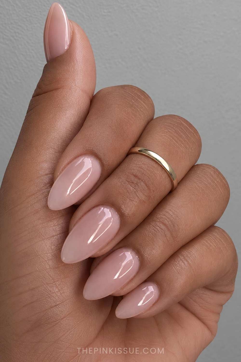 Sheer Pale Pink Nude Medium Almond Nails, Glossy Sheer Pale Pink Nude Medium Almond Nails, Glossy — Nude Nails
