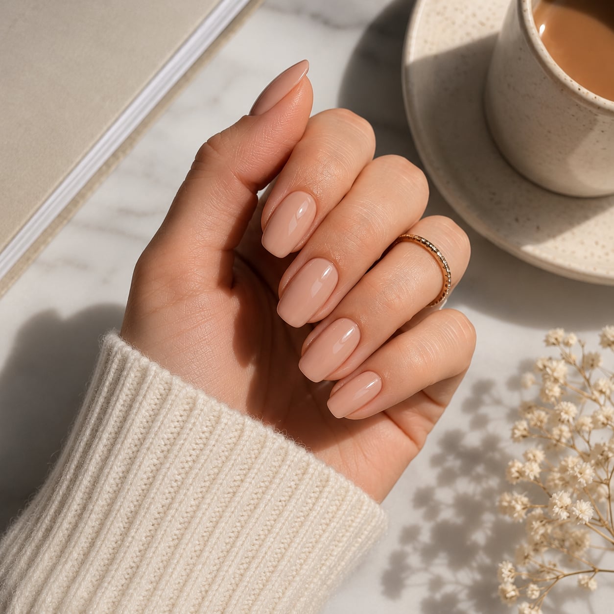 Warm Beige Nude Short Oval Nails Warm Beige Nude Short Oval Nails — Nude Nails