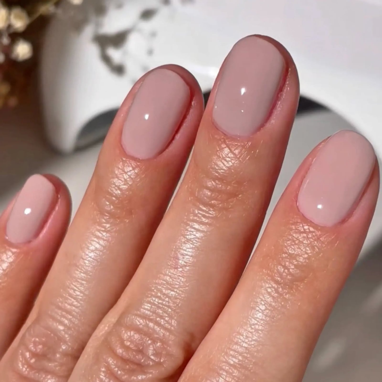 Pale Nude Pink Glossy Short Oval Nails Pale Nude Pink Glossy Short Oval Nails — Nude Nails
