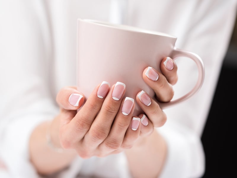 Sheer Nude White Tip Short Square French Nails Sheer Nude White Tip Short Square French Nails — Office Nails