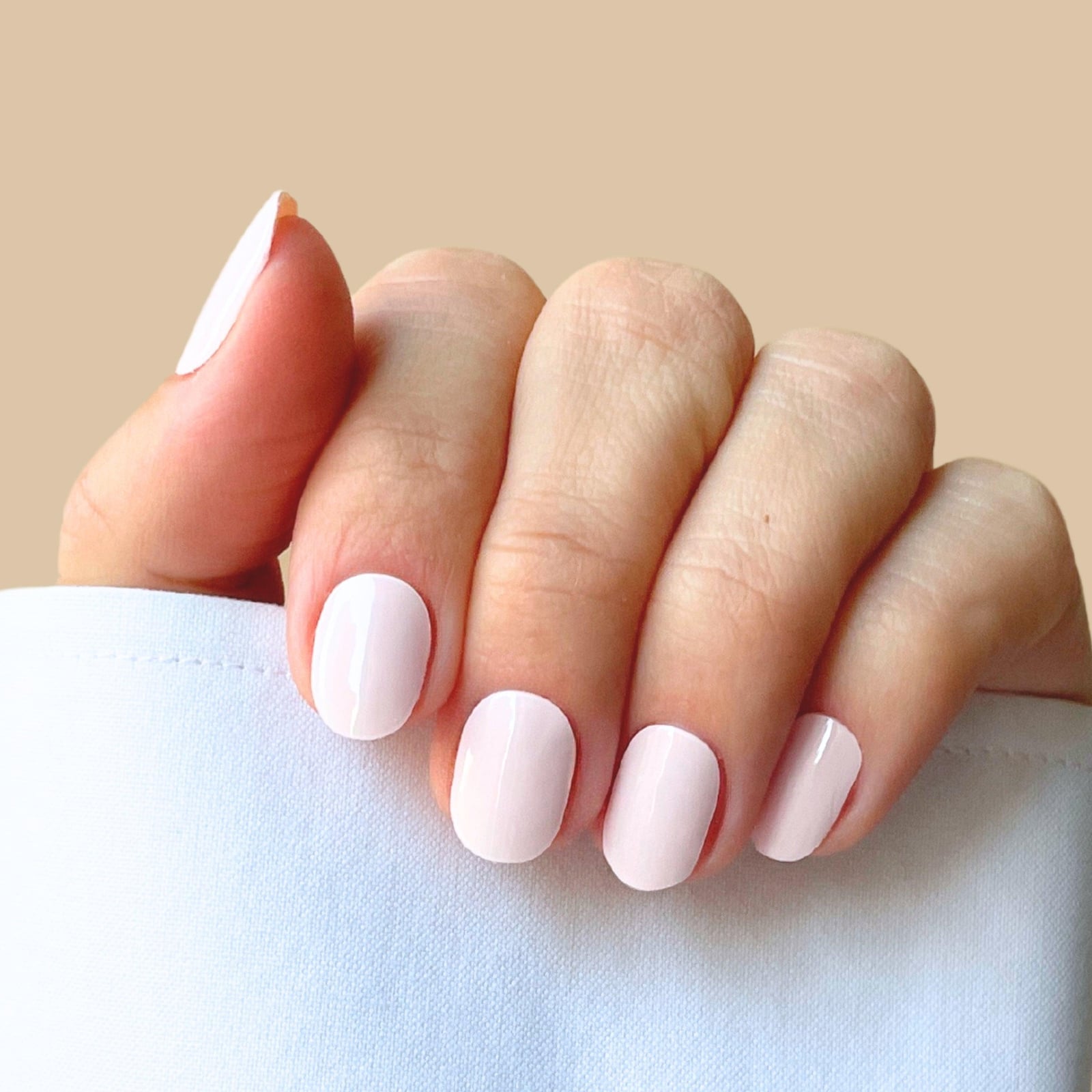 Pale Pink Glossy Short Oval Nails Pale Pink Glossy Short Oval Nails — Office Nails