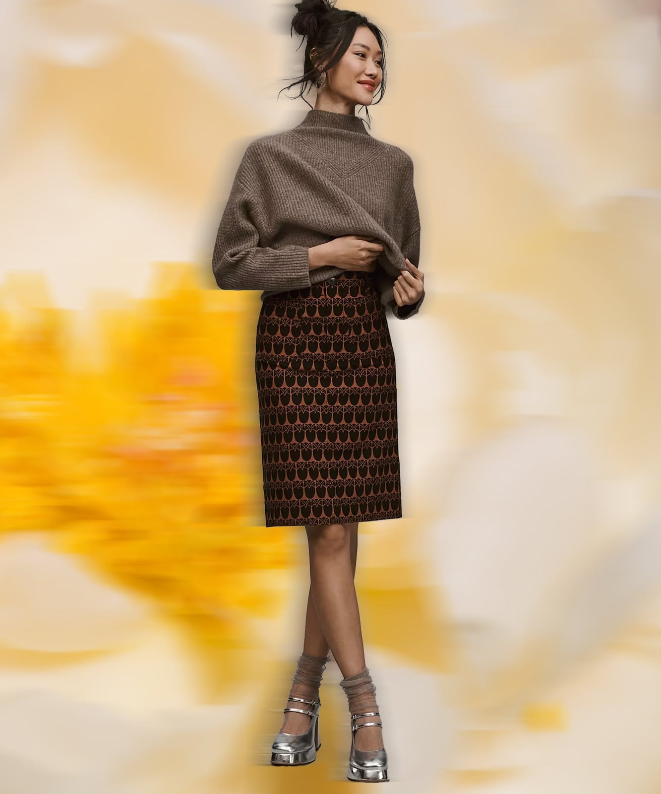Mock Neck Sweater With Pencil Skirt Mock Neck Sweater With Pencil Skirt — Office Siren Outfits