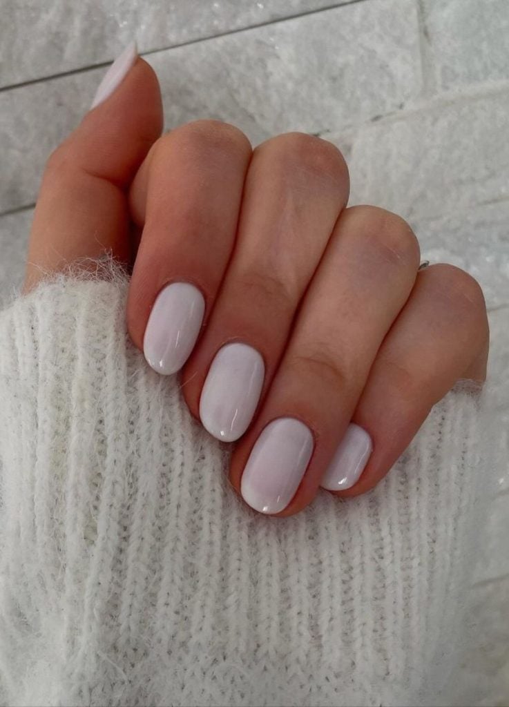 Milky White Short Oval Nails Milky White Short Oval Nails — Old Money Nails