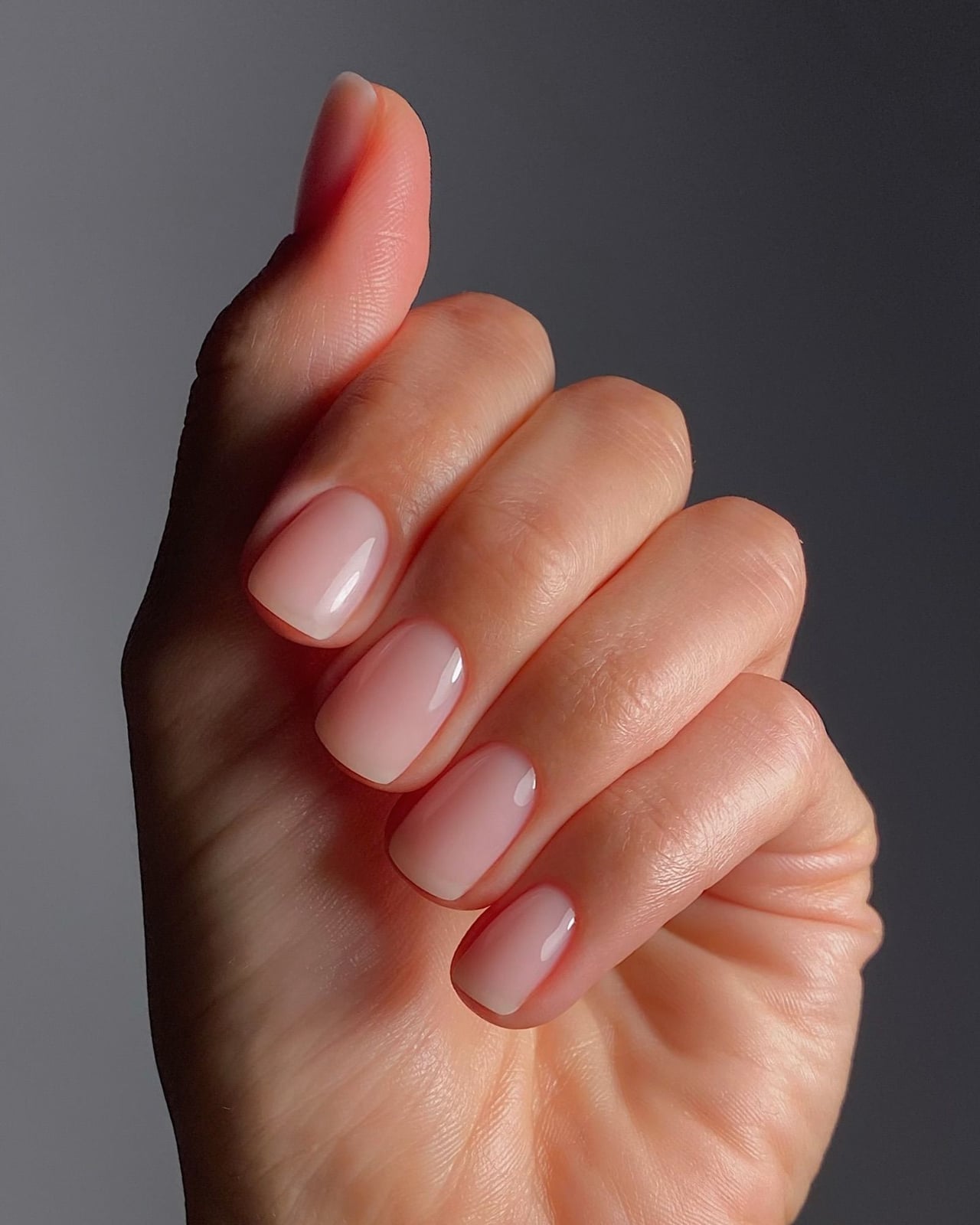Sheer Pale Pink Short Soft Square Nails Sheer Pale Pink Short Soft Square Nails — Old Money Nails