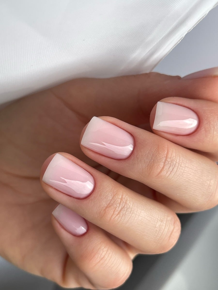 Milky Pink Short Soft Square Nails Milky Pink Short Soft Square Nails — Old Money Nails
