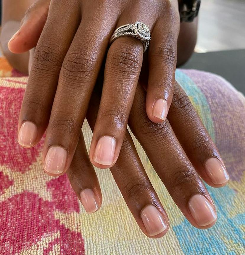 Sheer Milky Pink Short Square Nails, Glossy Sheer Milky Pink Short Square Nails, Glossy — Old Money Nails