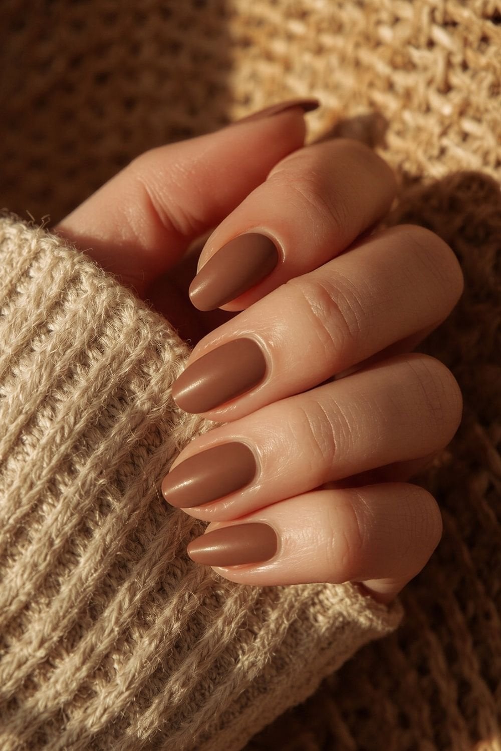 Medium Brown Matte Medium Almond Nails Medium Brown Matte Medium Almond Nails — Old Money Nails