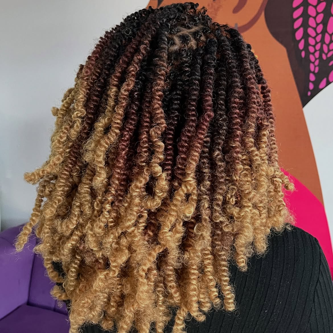 Ombre Spring Twist Curls With Honey Blonde Ends