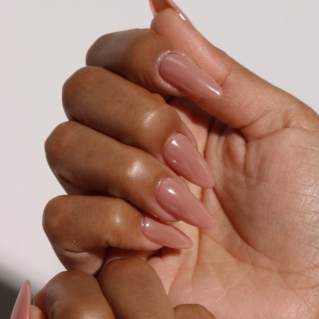 Sheer Nude Short Almond Nails Sheer Nude Short Almond Nails — One Color Nails