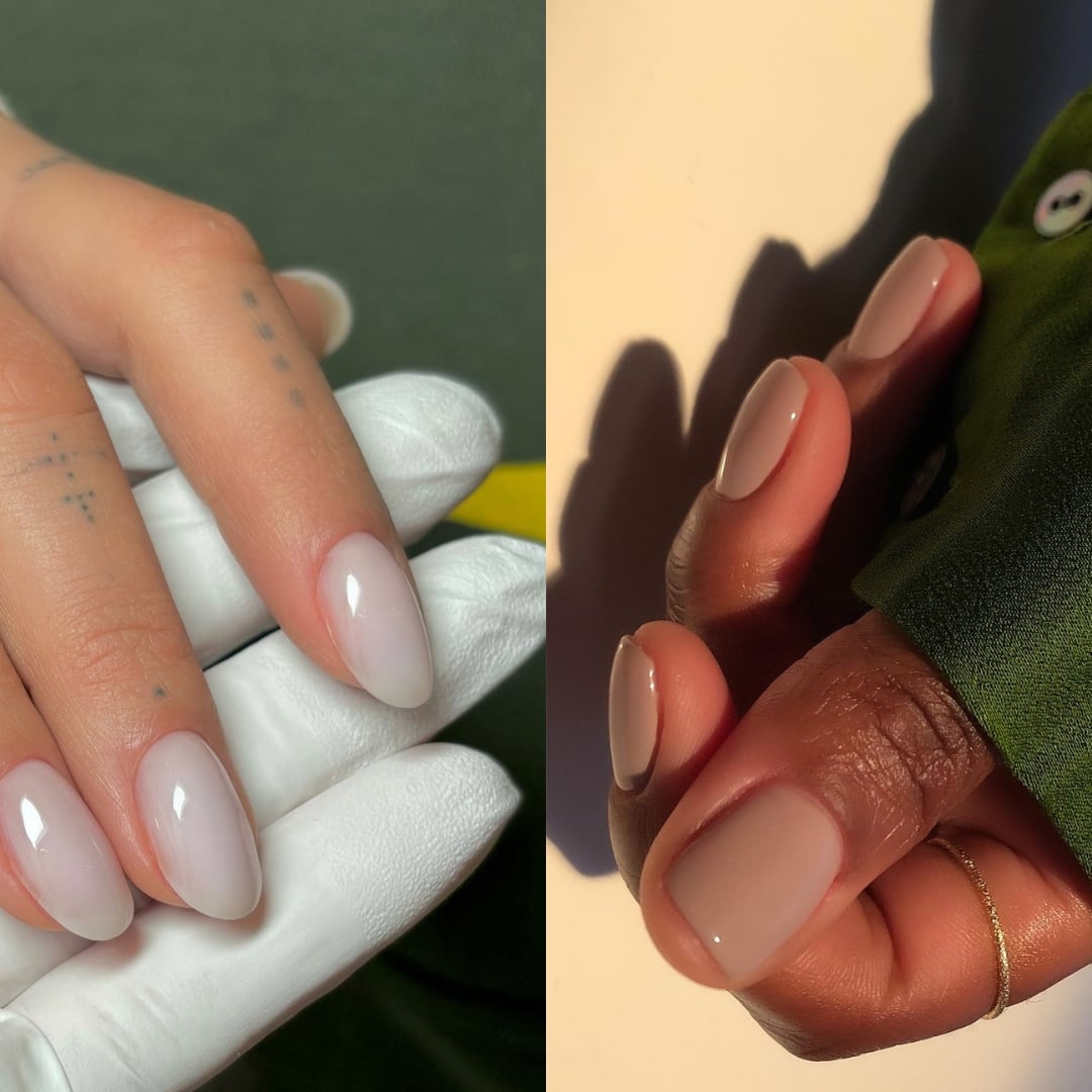 Milky White Short Almond Nails Milky White Short Almond Nails — One Color Nails