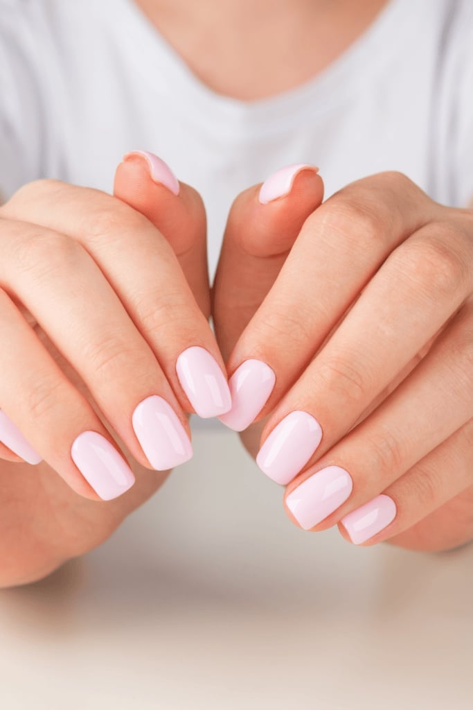 Pale Pink Short Oval Nails, And The Nail Beds Appear Healthy Pale Pink Short Oval Nails, And The Nail Beds Appear Healthy — One Color Nails